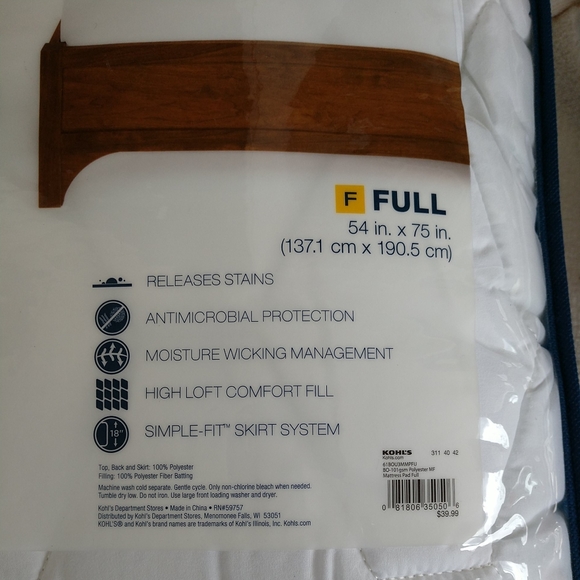 🆕The Big One Microfiber Deep-Pocket Mattress Pad with Scotchgard Full Size 🆕 - Picture 6 of 10